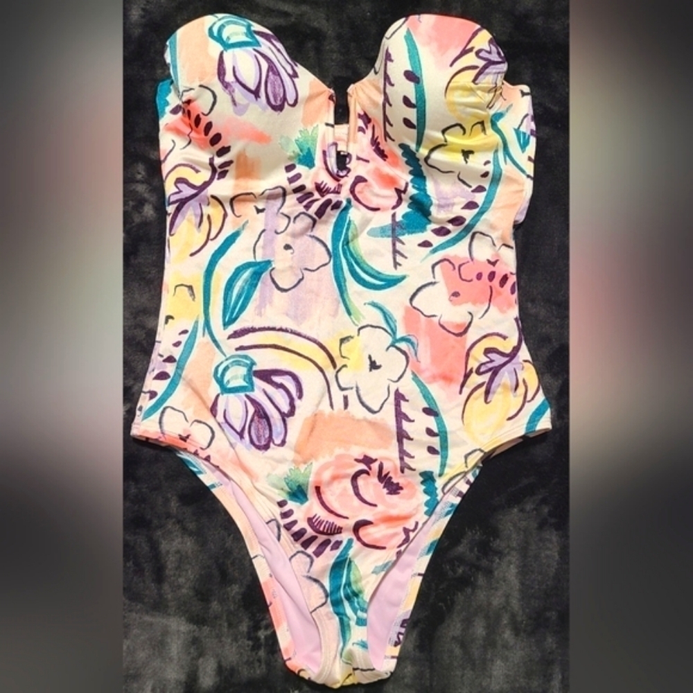 Victoria's Secret Pastel Floral One-Piece Swimsuit - Pink, Yellow, Purple, Teal